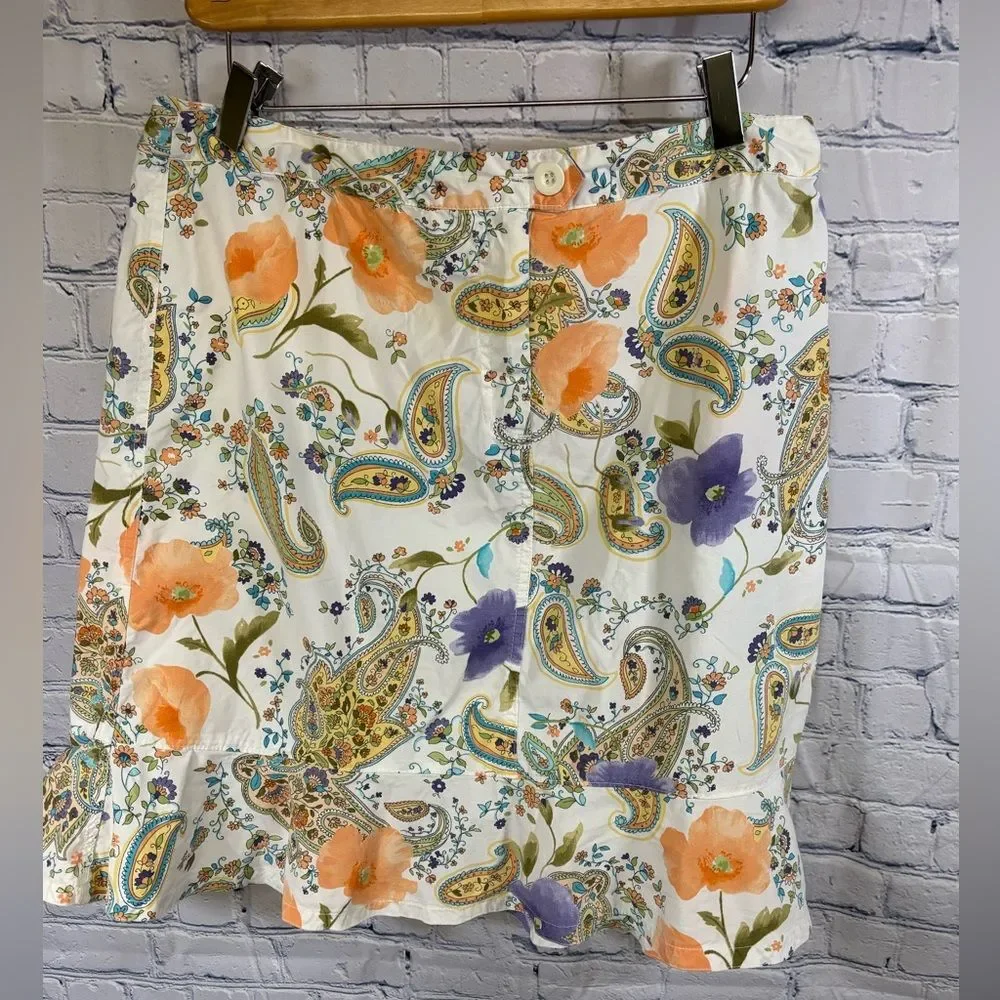 STO Susquehanna Trail Floral Retro Cottagecore Lightweight Cotton Skirt Size 12